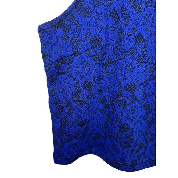 FOREVER 21 Women’s Large Crop Top Blue & Black Lace Sleeveless - Picture 2 of 5